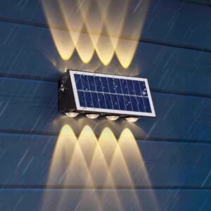 Applique murale solaire LED à éclairage haut et bas 8 faisceaux