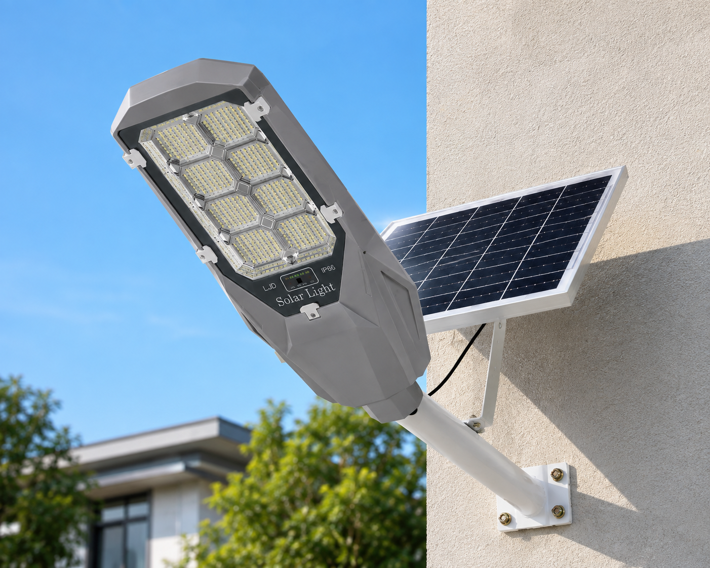 Lampadaire solaire 500W 2-en-1 – panneau solaire
